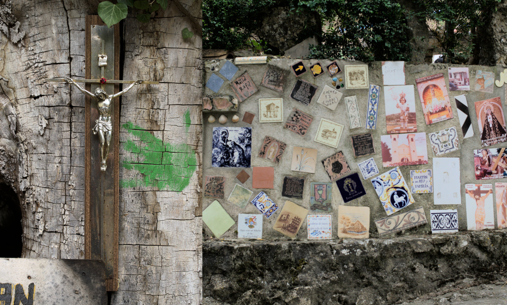 Распятие и стена с плитками