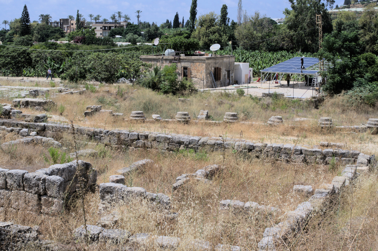 Остатки стен и колонн. Сады за пределами святилища.